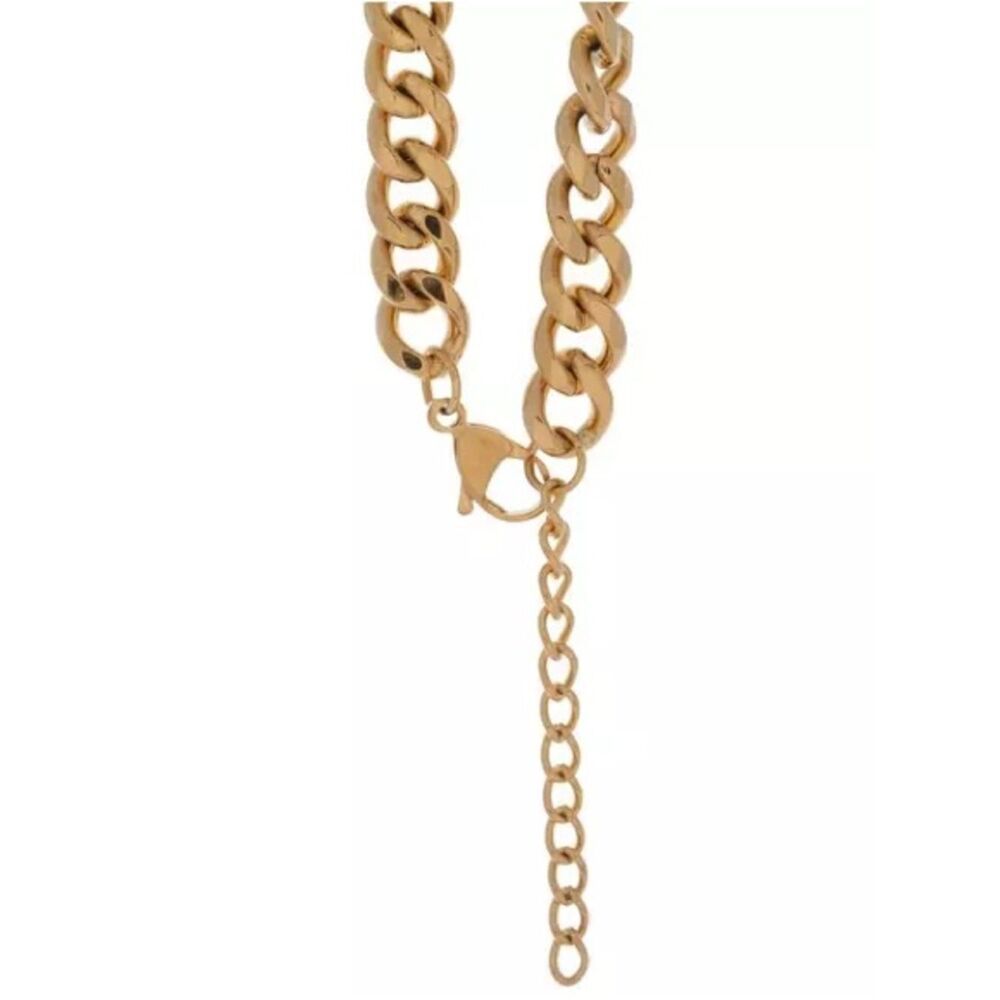 New 7” the Jewelry Shoppe 18K Gold Plated Stainless Steel Curb Chain Bracelet - Picture 2 of 3